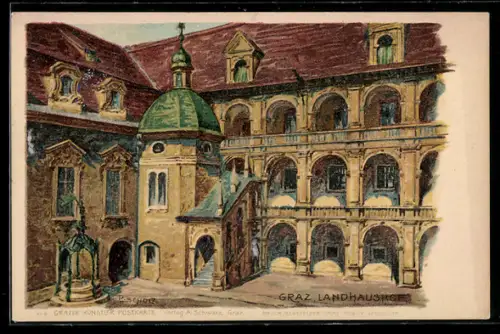 Künstler-AK Graz, Landhaushof