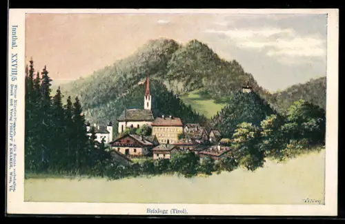Künstler-AK Brixlegg, Weitblick auf den Ort