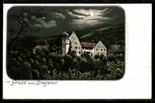 Lithographie Bregenz, Deuring-Schlösschen in der Oberstadt