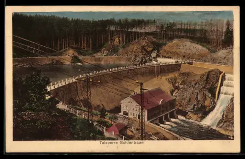 AK Goldentraum, Talsperre aus der Vogelschau