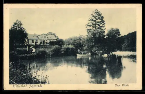 AK Apenrade, Neue Mühle mit Boot