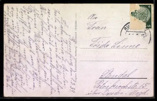 AK Rumburg / Rumburk, Panorama vom Hügel aus