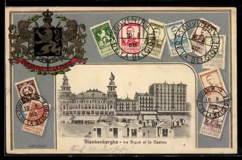 AK Blankenberghe, La Digue et le Casino, Passepartout, Wappen