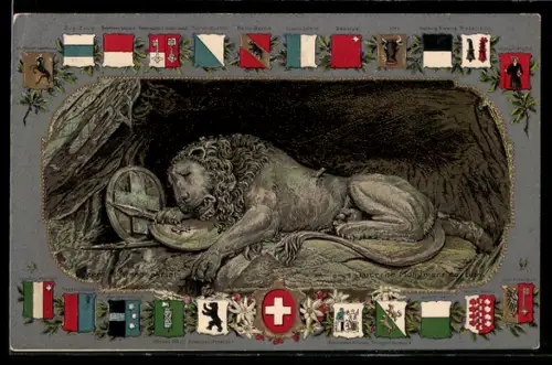 AK Luzern, Löwen-Denkmal, Kantonswappen