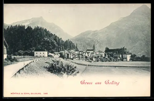 AK Golling, Teilansicht mit Kirche