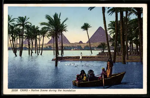 AK Cairo, Native Scene during the Inundation