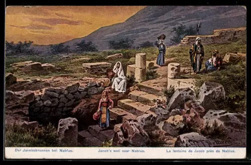 Künstler-AK F.Perlberg: Nablus, Jakobsbrunnen