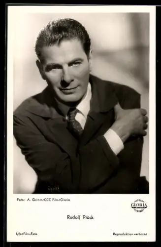 AK Schauspieler Rudolf Prack im Anzug mit Krawatte