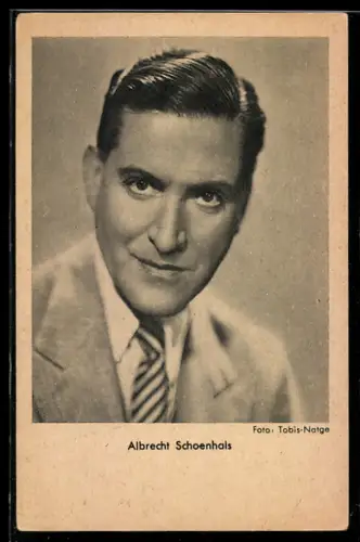 AK Schauspieler Albrecht Schoenhals mit gestreifter Krawatte