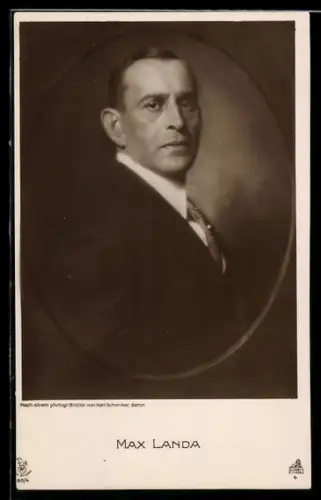 AK Schauspieler Max Landa im Anzug mit Krawatte