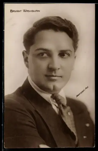 AK Schauspieler Bryant Washburn im Anzug mit Krawatte