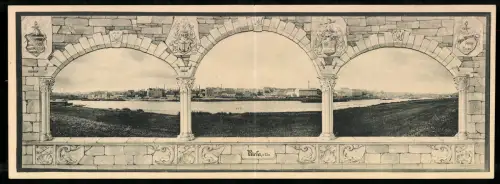 Klapp-AK Urfeld a. Walchensee, Panorama vom Walchensee mit Ort u. Hotel Fischer a. See F. Hemmann