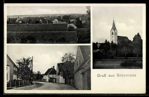 AK Sitzenroda, Teilansicht, Kirche, Ortspartie