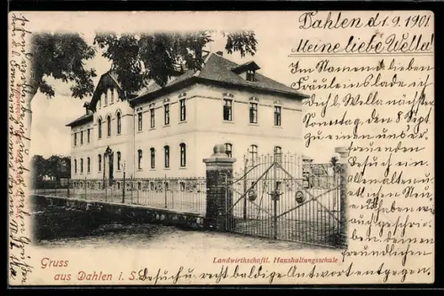 AK Dahlen i. S., Partie vor der Landwirtschaftlichen Haushaltungsschule
