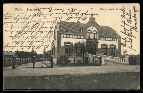 AK Melle i. Hannover, Partie vor der Kinderbewahr-Schule
