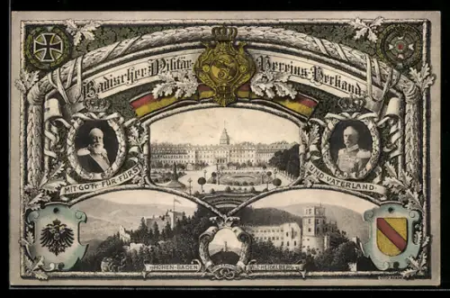 AK Heidelberg, Schloss, Hohen-Baden, Badischer Militär-Vereins-Verband