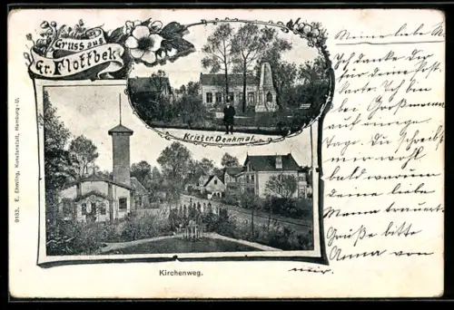 AK Hamburg-Flottbek, Krieger-Denkmal, Kirchenweg