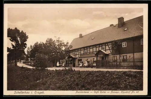 AK Schellerhau, Feinbäckerei-Café'Rotter