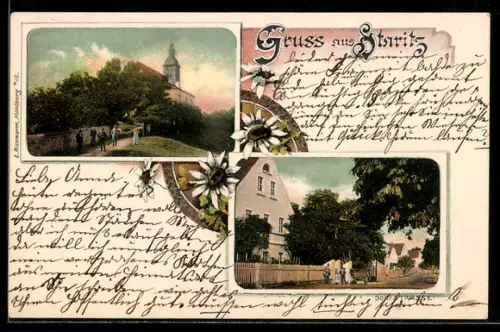 AK Staritz, Dorfstrasse und Kirche