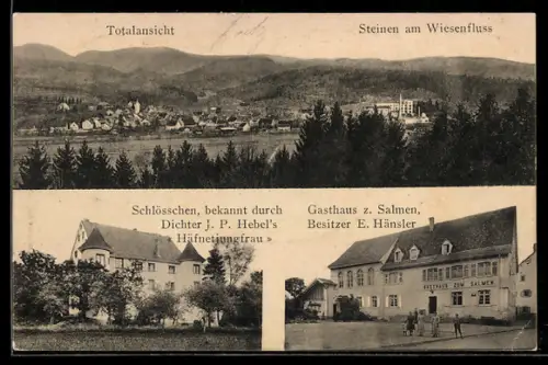 AK Steinen, Gasthaus zum Salmen, Schlösschen, Totalansicht
