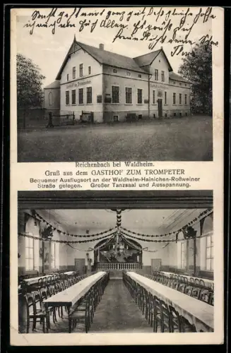 AK Waldheim, Gasthof Reichenbach, Grosser Tanzsaal