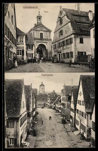 AK Windsbach, Marktplatz und Stadttor