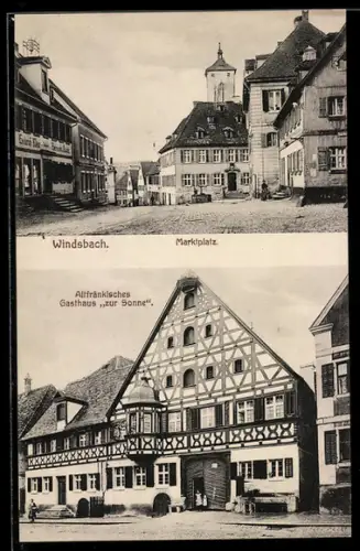 AK Windsbach, Altfränkisches Gasthaus zur Sonne, Marktplatz