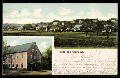 AK Naundorf, Gasthof Naundorf und Gesamtansicht