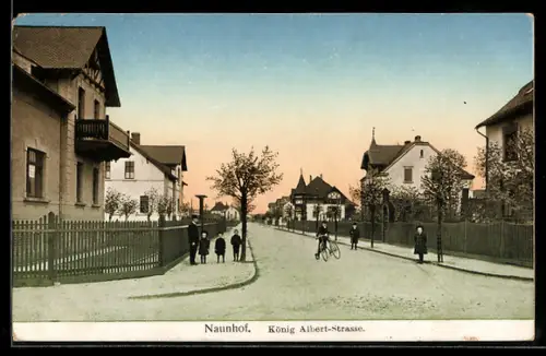 AK Naunhof, König Albert-Strasse mit Wohnhäusern