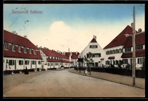 AK Dresden-Hellerau, Strassenpartie im Ort