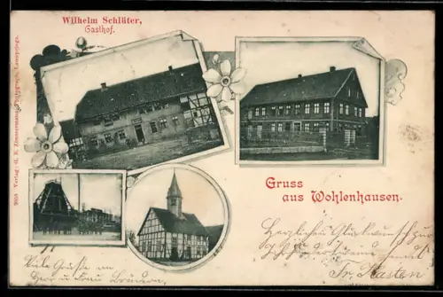 AK Wohlenhausen, Gasthof Wilhelm Schlüter, Fachwerkhaus