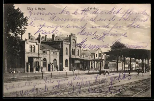 AK Elze i. Hann., Partie im Bahnhof