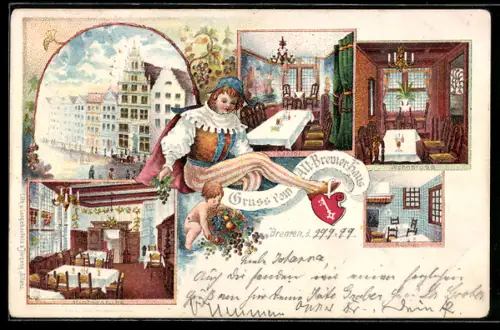 Lithographie Bremen, Restaurant Alt-Bremer-Haus, Inh. Carl Friedrichs, Küche, Wohnstube