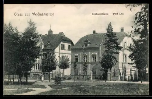 AK Waidmannslust, Kurhausstrasse mit Postamt