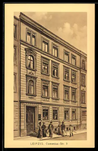 AK Leipzig, Mehrstöckiges Haus in der Comenius-Strasse 3