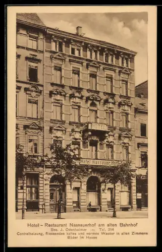 AK Karlsruhe, Hotel Nassauer Hof, Kriegstrasse 88, Bes. J. Odenheimer