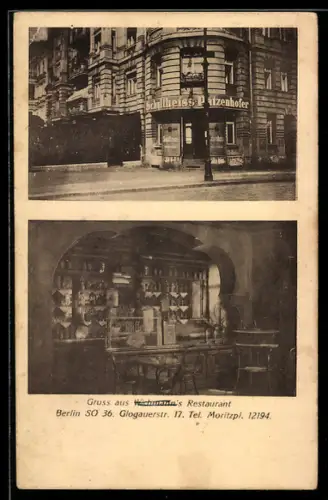 AK Berlin-Kreuzberg, Wichmann`s Restaurant, Glogauerstrasse 17