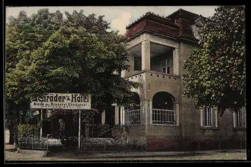 AK Falkenberg /Mark, Hotel Schröder mit Garten