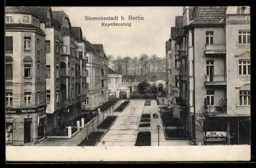 AK Siemensstadt b. Berlin, Kapellensteig mit Buchdruckerei