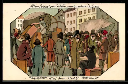 AK Die Leipziger Messe vor hundert Jahren, Auf dem Brühl, Juden