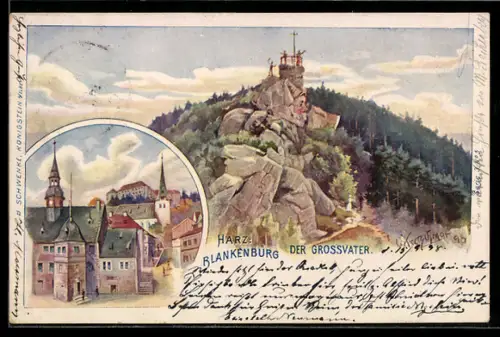 Künstler-AK Schwenke Serie 3 Nr. 5: Blankenburg, Der Grossvater, Berg mit Gesicht / Berggesichter