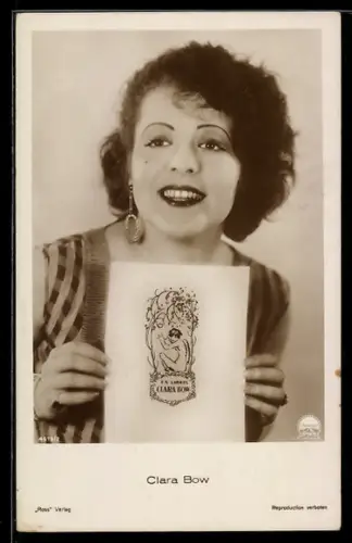 AK Schauspielerin Clara Bow hält ihr Exlibris