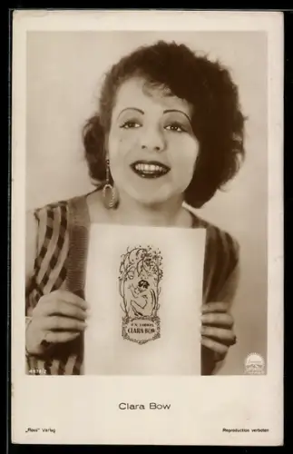AK Schauspielerin Clara Bow hält ihr Exlibris
