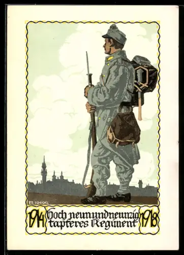 Künstler-AK Österreichischer Soldat d. 99 Regiment 1918