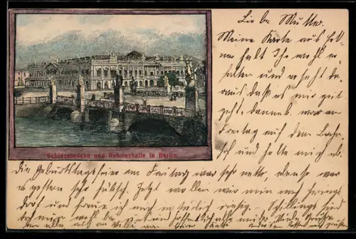 Künstler-AK Handgemalt: Berlin, Schlossbrücke und Ruhmeshalle