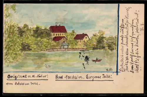 Künstler-AK Handgemalt: Bad Nauheim, Der grosse Teich