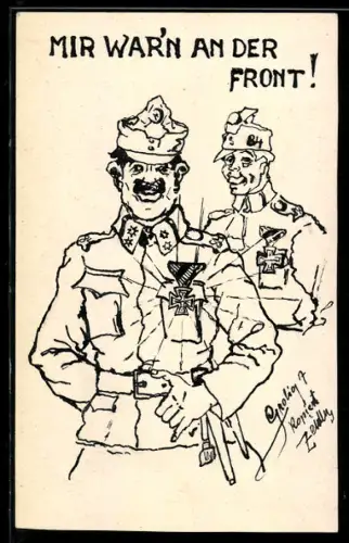 Künstler-AK Handgemalt: Soldaten mit Eisernem Kreuz