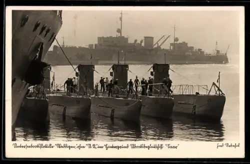 AK Unterseebootflottille Weddigen, U-12 und im Hintergrund Flottentender Saar