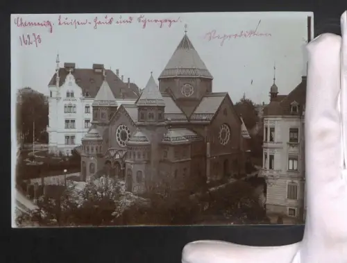 Fotografie Ansicht Chemnitz, Luisen-Haus und Synagoge 1913
