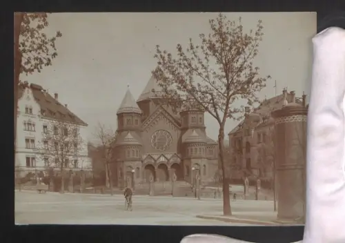 Fotografie Ansicht Chemnitz, Stefansplatz mit Synagoge und Luisenhaus 1910
